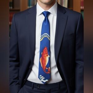 3/25$ (Mix&Match) Blue Fish Tie